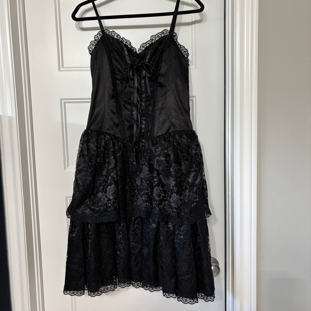 Vintage Smart Set Black Lace Midi Dress